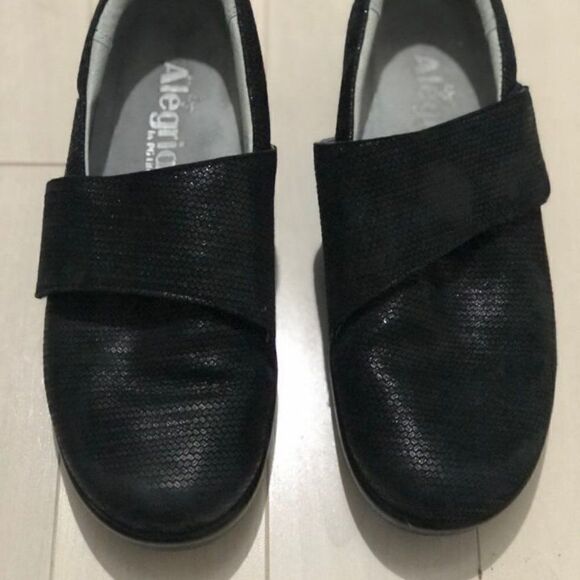 Alegria Womens Black QIN-870 Leather Quin Bob and Weave Slip On Shoes Size 36 - Picture 3 of 5